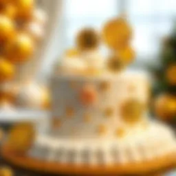 A visually stunning Bitcoin cake adorned with gold accents and cryptocurrency symbols