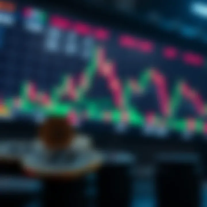 Stylized graphic of cryptocurrency trading