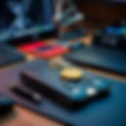 A detailed view of a sleek crypto hardware wallet on a modern desk setup