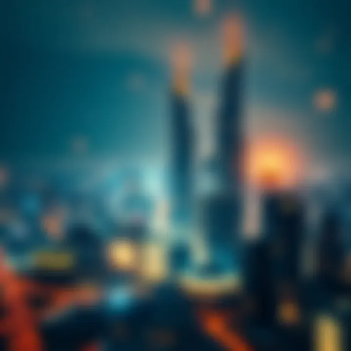 The Future of Finance and Technology A futuristic city skyline symbolizing technology and finance