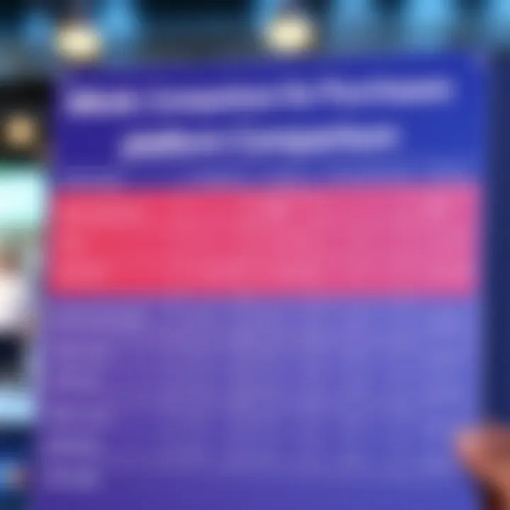 A comparison chart of different platforms for cryptocurrency credit card transactions