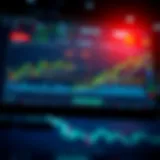 Illustration of a digital trading interface showcasing cryptocurrency charts and data analysis.