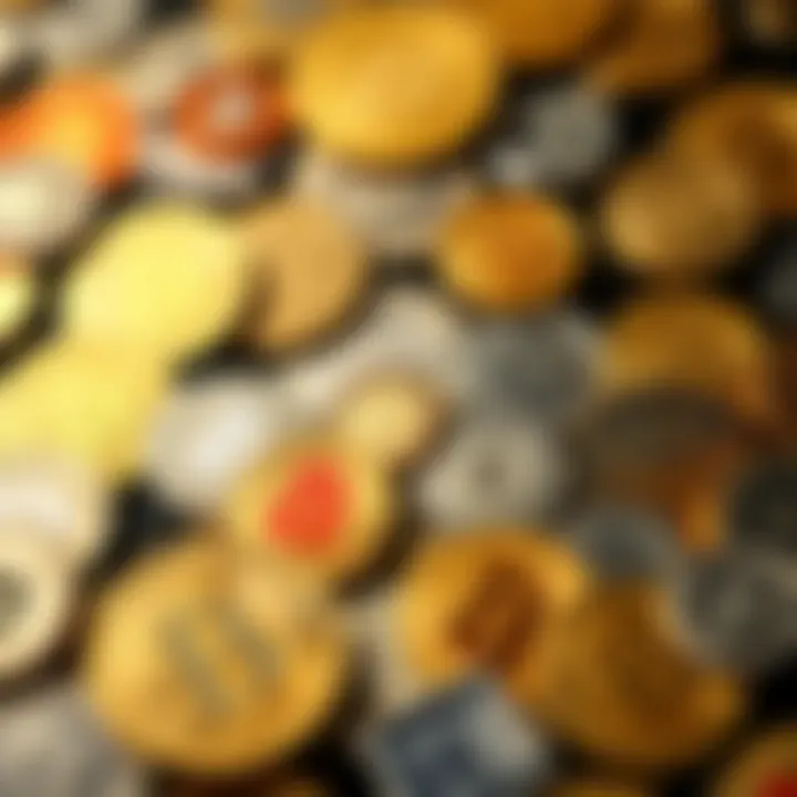 Diversity of Cryptocurrencies Cryptocurrency symbols showcasing market diversity