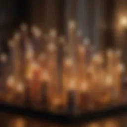 A beautifully arranged display of various candles in different shapes and sizes