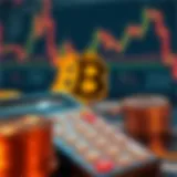 Illustration of cryptocurrency trading with a USD calculator