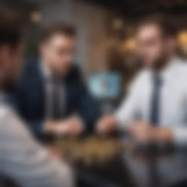 Business Professionals Discussing Cryptocurrency Strategies Business professionals discussing cryptocurrency strategies