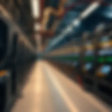 Advanced Mining Facility High-tech mining facility with rows of machines