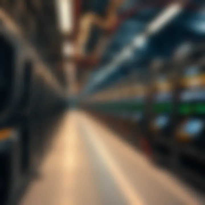 Advanced Mining Facility High-tech mining facility with rows of machines